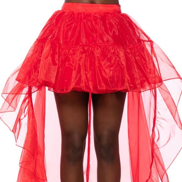 Stasia Ride this Train: Big Red Tulle Hi Low Skirt Small - Picture 6 of 8